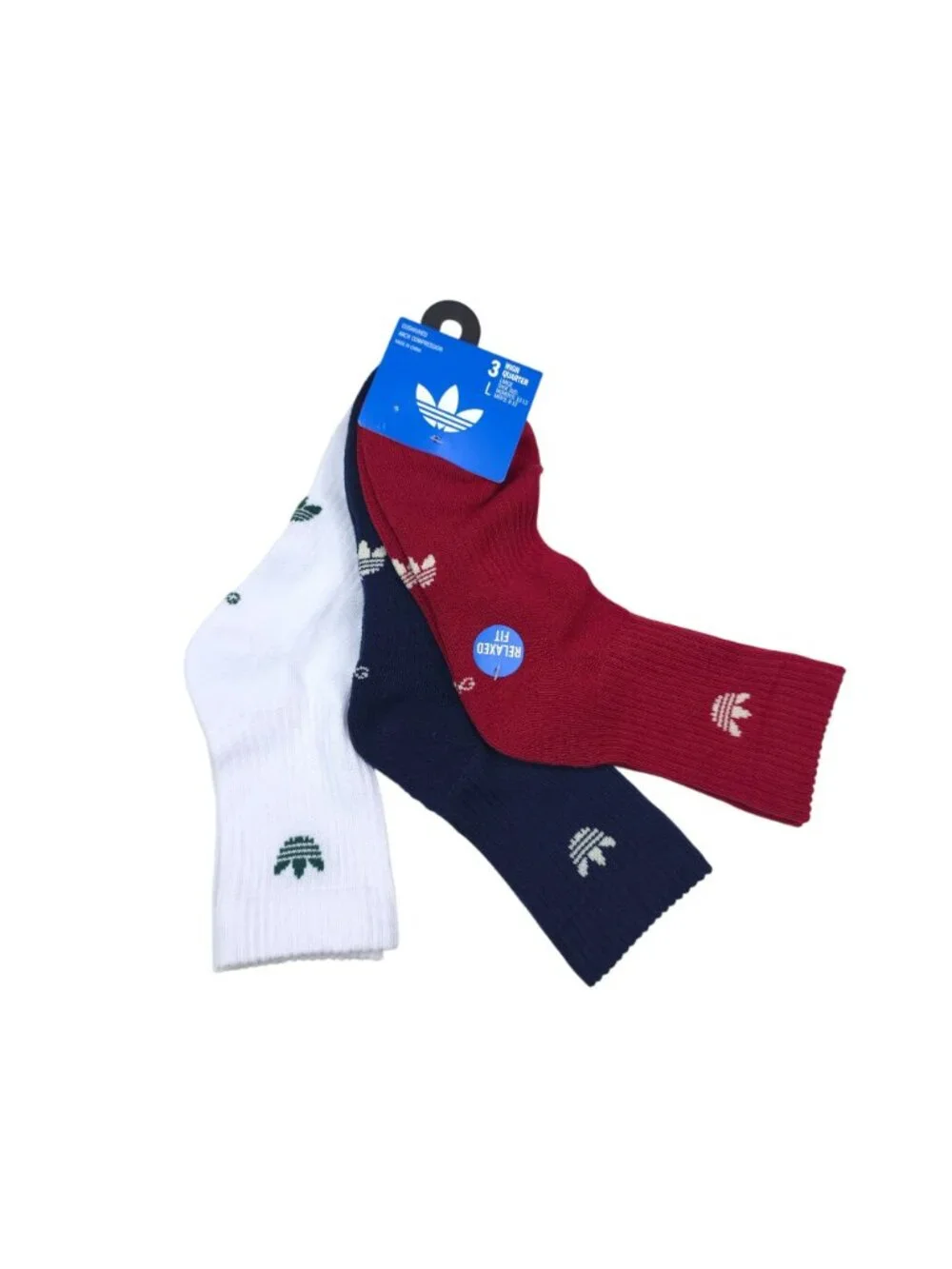 Adidas Cushioned High Quarter Socks 3Pk Unisex L Arch Compression Red White Navy
